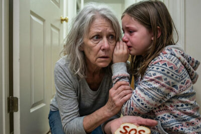 During family dinner, my little granddaughter smiled and handed me a piece of bread. I almost laughed—until I noticed the tiny streak of ketchup… forming three letters: SOS. A chill ran down my spine. I pretended to fumble, dropped the bread onto my clothes, and said, “Let’s go clean this up, sweetheart.” Once the door closed, the child trembled, gripping my hand and whispering, “Grandma… I just saved you. They don’t want you to leave here.” I froze on the spot.