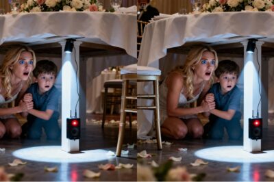 I was sitting quietly with my five-year-old son at the wedding banquet of my sister. Suddenly, he grabbed my hand and whispered, “Mom… let’s go home. Right now.” I asked, “What’s wrong, sweetheart?” He began to tremble and said, “Mom… you haven’t looked under the table… have you?” I slowly bent down to look— and froze. I gripped his hand tightly… and quietly stood up.