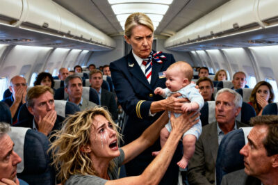 I was carrying my three-month-old baby on a flight home to reunite with my husband when the flight attendant announced that the plane was over capacity. The entire cabin fell silent — until my baby started crying. “Your child is too loud,” she snapped. “You need to get off the plane.” Before I could react, she yanked my baby from my arms and forced me off the aircraft. I was trembling, only able to make one call: “Flight 302… turn back.” Five minutes later,…