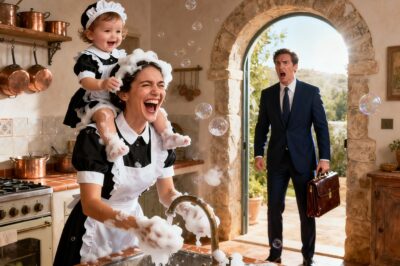 The billionaire comes home early and nearly faints at what he sees.