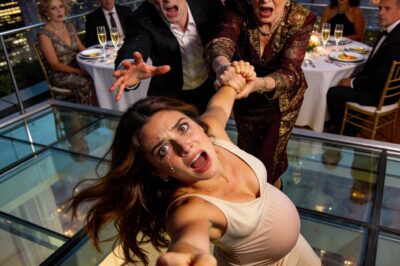 During dinner, I stood up, smiled, and announced I was pregnant. The whole table fell silent – ​​then my mother-in-law suddenly burst out laughing and yelled, “She’s faking the pregnancy just to get our money!” Before anyone could react, she grabbed my hand and pushed me off the hotel rooftop to “prove” I was faking it. Exhausted and nearly unconscious, I woke up in the hospital with my husband beside me, pale as a ghost and trembling. But the moment the doctor walked in and opened his mouth, his words silenced the entire room in horror and disbelief.