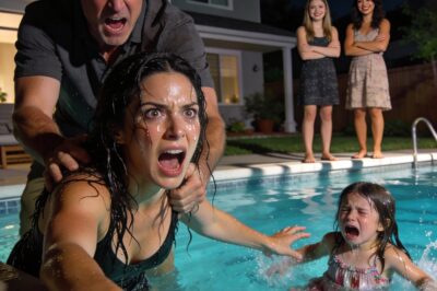 My sister pushed my daughter into the pool—still in her dress, unable to swim. I rushed forward, but my father grabbed me by the neck and forced me down. “If she can’t handle the water, she doesn’t deserve to live.” In that moment, my heart felt like it was being torn apart. After pulling my exhausted, water-choking child out, I didn’t scream. I didn’t cry. I just looked at them one last time—long, cold, and silent. Then I walked out of that house for good. They had no idea I would take away everything they ever valued… and by the next morning, they finally began to understand.