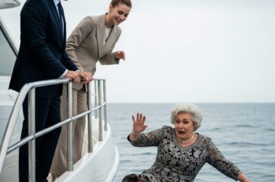 “‘Time to meet the sharks,’ my daughter-in-law whispered before she shoved me overboard. My son watched, smiling, as the sea swallowed me. Their goal? To claim my ten-million-dollar fortune. But when they returned to the mansion, triumphant, I was waiting for them — with a ‘gift.’