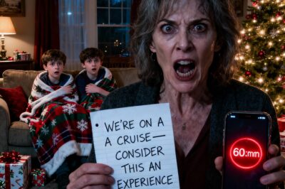I froze, staring at the note: “We’re on a cruise—consider this an experience.” My nephews were shaking on Christmas night. I set a 60-minute timer and called her: “Come back now, or I’m calling the cops!” Silence. What they didn’t know… I had a “gift” ready—one that would end every smear, forever.