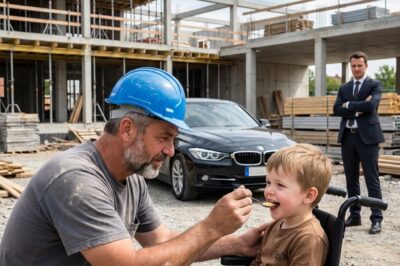 A construction worker shared his only lunchbox with a boy in a wheelchair. What happened next shocked everyone at the construction site!